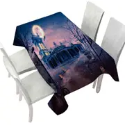 Scary Haunted Manor Halloween Tablecloth