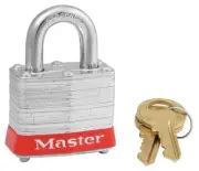 Master Lock 3Kas6red Lockout Padlock,Ka,Red,1-1/4"H,Pk6