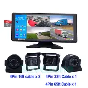10.36" 4K Split Monitor+ 4 x HD 1080P RV Rear View Reverse Backup Camera DVR MP5