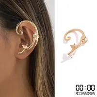 在飛比找momo購物網優惠-【00:00】時尚歐美個性貓咪單邊耳廓造型耳釘耳骨夾一體耳環