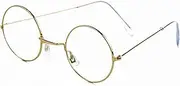 4E's Novelty Round Circle Costume Glasses Kids Old Man Old Lady Granny Fake Glasses 100th Day of School Costume Accessories Boys Girls Round Gold Frame Glasses Non-Prescription