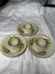 Set Of 3 Vintage Mitterteich Bavaria Egg Cup Holder Dish / Saucer Violet 4.5”D.