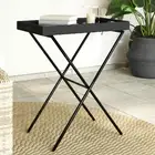 Folding Tray Table Black Poly Rattan Outdoor Furniture 65x40x75 cm