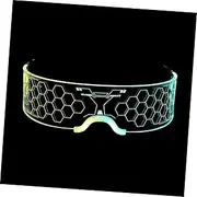 [Yardenfun] Glowing Glasses Futuristic Style Glasses Rave Gear LED Flashing Glasses Disco LED Glasses Luminous Rave Eyeglasses LED Eyeglasses Shaped Light up Eyeglasses Funky Acrylic