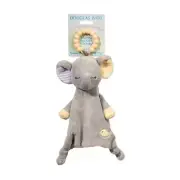 Gray Yellow Elephant Teether Plush Toy Soft Silicone Ring for Babies