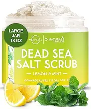 (Lemon & Mint Salt Scrub) - O Naturals Lemon & Mint Dead Sea Salt Scrub. Refreshing All Natural Exfoliator for Face, Hands, Body & Acne. Smooths, Renews & Revives Skin with Argan & Sweet Almond Oil. For Women & Men 250ml