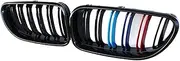 A Pair Gloss Black/M Color Front Kidney Grill Bumper Grill Double Slat Line Compatible For BMW 6 Series F06 F12 F13 M6 2012-2017(Color)