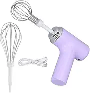 [Gigicial] Cordless Hand Mixer, Handheld Electric Blender,Food Beater for Whipping Mixing pretzels Cakes Eggs Dough (Purple)
