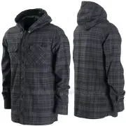 VOLCOM Mens 2016 Snowboard Black Plaid BURL INSULATED FLANNEL Layering JACKET