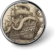 [FZMVSQH] Sailing Pirate Octopus Printed Round Button Pin Badges Metal Pinback Buttons 1 Inch Pins for Hat Shirt Clothing Bags Decoration, Circular, Aluminum, Circular, Aluminum