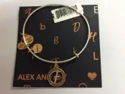 Alex and Ani Initial F Charm Bangle Bracelet Two-Tone