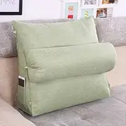 Triangle Back Cushion Wedge Soft Reading Pillow Backrest Positioning Support Pillows for Office Home Bed Sofa Chair, Cover Removable and Washable, Green