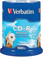 Verbatim CD-R 700MB 52X with Blank White Surface - 100pk Spindle