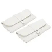 2Pcs Soft Eyeglass Cases, Leather Sunglass Case with Nail Buckle(White)