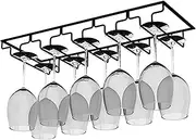 Wine Glass Rack, Under Cabinet Stemware Rack Wine Glass Holder Wine Glass Storage Hanger Metal Rack Storage Organizer for Kitchen Cabinet Bar Black 5 Rows