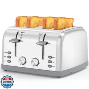Toaster 4 Slice Retro Stainless Steel,Best Prime 4 Slice Toaster Wide Solt wi