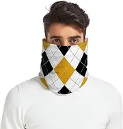 [Caihoyu] Winter Scarf Pullover Scarf for Women and Men Thick Thermal Fleece Lined Face Ski Mask Scarf Cold Weather Argyle Buffalo Plaid Tartan Check Scotland Black Yellow, Multicolor