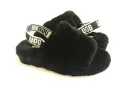 UGG FLUFF YEAH SLIDE BLACK MOCASSIN SLIP ON SANDAL US 9 / EU 40 / UK 7