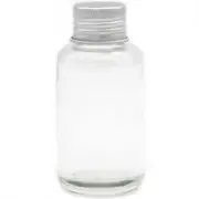 Reusable Clear Glass Bottle with Silver Lid 50ml