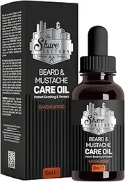 The Shave Factory Beard & Mustache Care Oil with Sandalwood - Product For Professional Barbers and Traditional Shaving & Grooming Enthusiasts (30 ml(1 fl. oz))