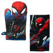 MARVEL SPIDER-MAN ZZIPP ACTION OVEN MITT & TEA TOWEL SET OF 2