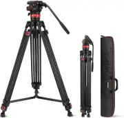 NEEWER 74" Pro Video Tripod with Fluid Head, All Metal Heavy Duty QR Plate Compa
