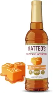 Matteo's Barista Style Sugar Free Coffee Syrup Zero Calories Salted Caramel 25oz