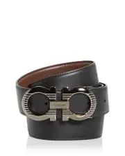 Ferragamo Men's Double Gancini Buckle Reversible Leather Belt