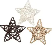 3pcs Star Shaped Wicker Balls Decorative Ornaments for Xmas Tree Living Dining Table Decor Natural Rattan Material Centerpiece Home Accessories Creative Present Idea