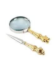 Michael Aram Adam & Eve Magnifying Glass And Letter Opener In Velvet Case