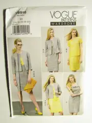New Vogue Patterns 8916 Jacket Dress Skirt Top Wardrobe Size E5 14 -22
