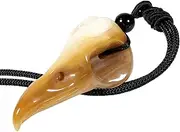 Nupuyai Crow Skull Carving Crystal Stone Pendant Necklace for Men Women, Natural Agate Geode Raven Skull Jewellery with Adjustable Cord