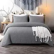 Luxury Seersucker Bedding Set Textured Duvet Cover Sets with Pillow Cases 100% Cotton Hotel Quality White | Silver | Charcoal | Pink | Grey Quilt Covers Double King Super King (Charcoal, Super King)