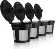 4 Reusable K Cups for Keurig - Universal Fit 1.0 & 2.0 Coffee 4 black k cups