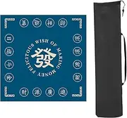 Mahjong Table mat Tabletop Game Mats, Thickened Square Mahjong Table Mat, Anti Slip Noise Reduction Table Mat, for Poker Card Games Board Games Tile Games(Blue,85x85cm (33.46x33.46in))