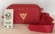 NWT~VALENTINO ORLANDI RED C/B CLUTCH PURSE DET. STRAP