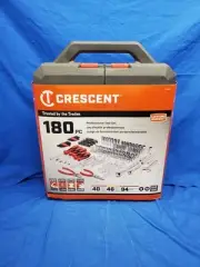 Crescent CTK180 180-Pc 1/4 and 3/8 Dr 6-Pt SAE/Metric Tool Set #D2 31