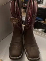 ARIAT #10031593 DELILAH WOMENS SQUARE TOE JAVA/BURGANDY COWGIRL BOOT SIZE 7B