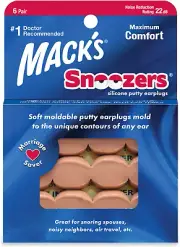 Mack’S Snoozers Silicone Putty Earplugs - 6 Pair – Comfortable, Moldable Silicon