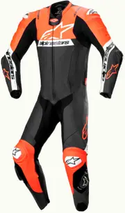 Alpinestars Missile V2 Ward, leather suit 1pcs. , color: Black/Neon-Red/White , size: 52