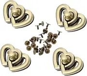 HOMSFOU Heart Shaped Purse Locks 4pcs Metal Turn Lock Handbag Lock Bag Accessories Vintage Style Lock Buckles