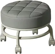 Rolling Stools with Wheels 360° Rotating Lazy Housework Stool Low Noise Round Pedicure Stool for Garage Library Barber Shop 34cm Diamter, Gray