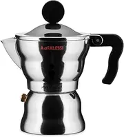 Alessi AAM33/1 "Moka" Stove Top Espresso Coffee Maker in Aluminium Casting Handle And Knob in Thermoplastic Resin, Black