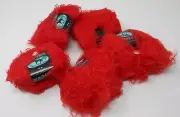 5 Skeins Dark Horse Kitten Thick Eyelash Red Yarn