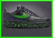 Custom Air Force 1 Black Green Neon Special/Air Force 1 Custom Shoes NEW IN BOX