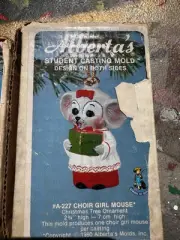 Alberta's A-227 Ceramic Slip Mold Choir Girl Mouse Christmas Ornament w/Box 1980