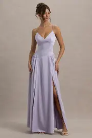 Jonas | Lilac Plunge-Neck Maxi Dress With Cami Straps