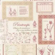 FK34418 Norwall Fresh Kitchens 5 Printemps Script Beige Pink Cream Wallpaper