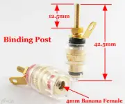 100pcs Copper Gold Audio Speaker 4mm Banana Jack Long Thread Small Binding Post