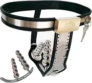 HCUDFN Stainless steel chastity belt with vagina anal plug sex games for him and her sex toy set chastity sex toys for women couples(Waist 90~110cm)